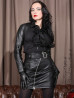 Leather skirt with belt DS-544 black