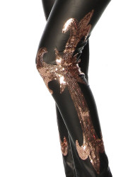 Wetlook-Leggings 12603 Schwarz/Gold