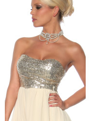 Evening dress 13124 cream/silver