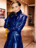 Leather coat DS-624 dark blue