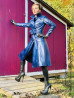 Leather coat DS-624 dark blue