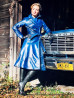 Leather coat DS-624 dark blue