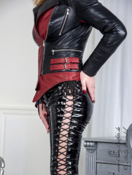 Leather jacket "Tina" DS-659 black/dark red