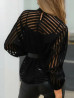 Top Mesh Gestreift Schwarz