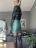 Leather skirt DS-561 green python imprint