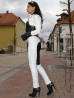 Leather trouser DS-410 white/black