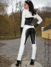 Leather trouser DS-410 white/black