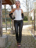 Leather trouser DS-410 black/white